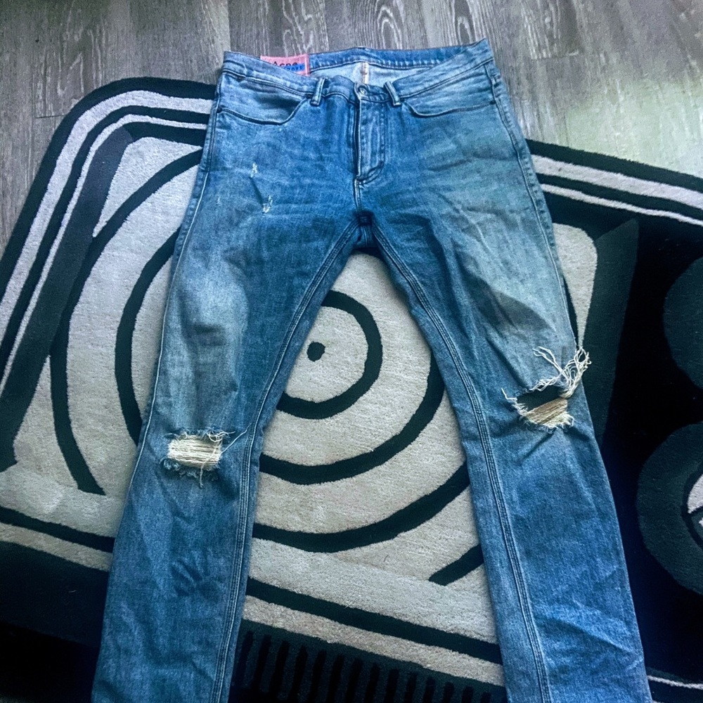 Acne Studios Slim Destroyed Light Wash Jeans